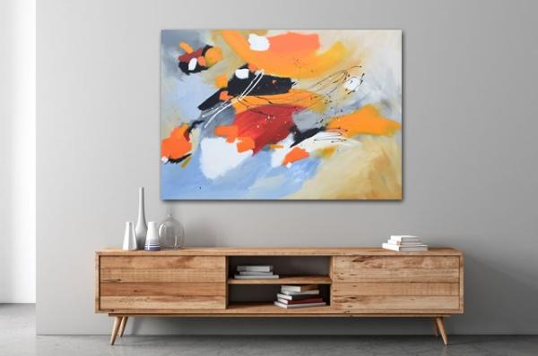 Buy modern abstract art blue orange - 1446